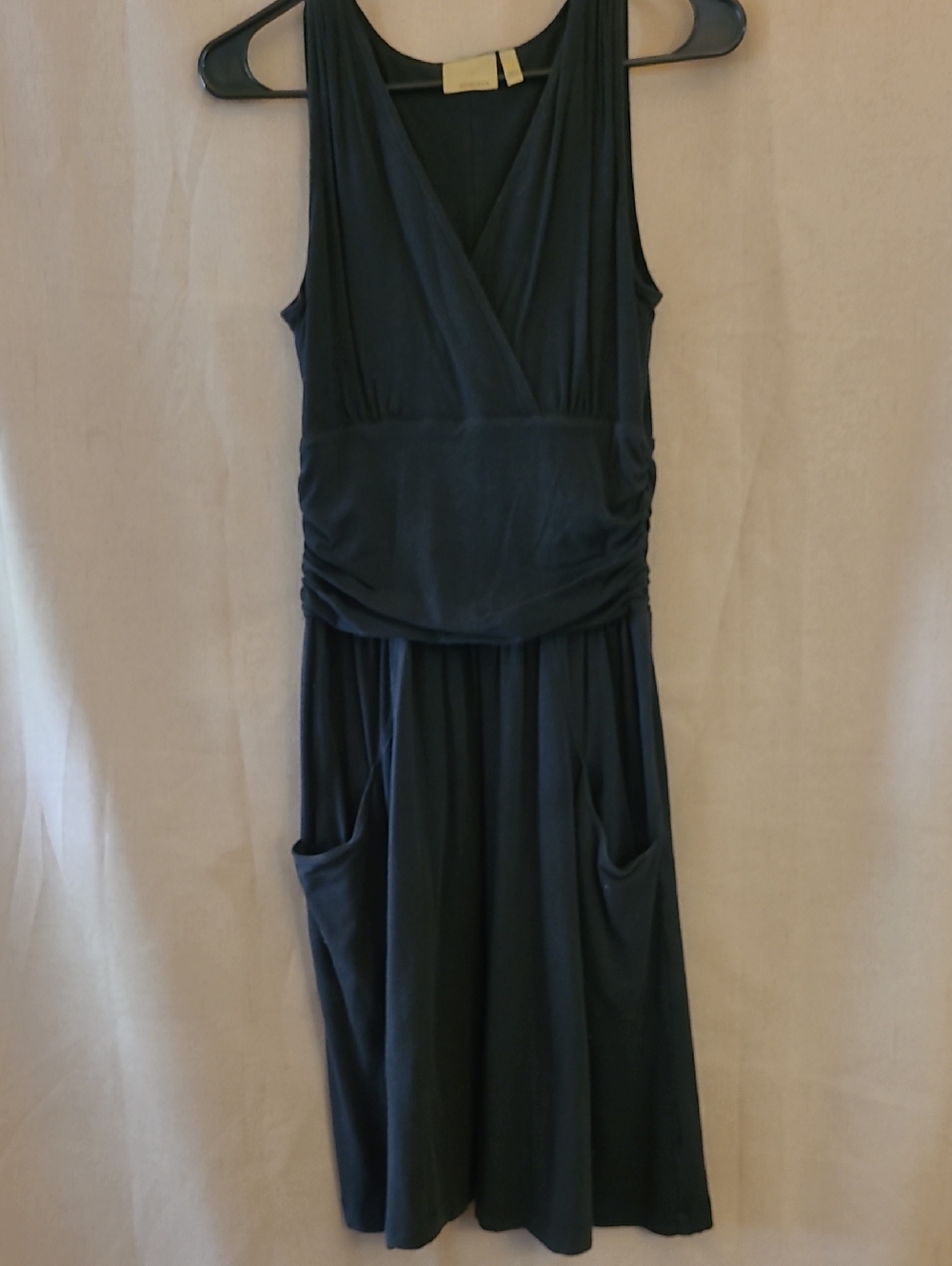 Athleta Sleeveless Deep Green Wrap Midi Dress with Pockets